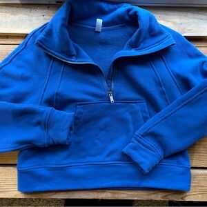 Blue Half Zip Scuba Hoodie Pullover